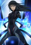  black_hair blue_eyes bodysuit gun highres ka2 long_hair shoutaura_sequenzia solo to_aru_majutsu_no_index weapon 