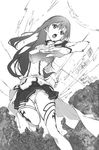  asuna_(sao) belt detached_sleeves greyscale kabashima_yousuke long_hair monochrome panties solo sword sword_art_online thighhighs underwear weapon 