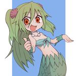  bad_id bad_pixiv_id green_hair jewelry mermaid monster_girl muromi-san namiuchigiwa_no_muromi-san necklace red_eyes seashell shell solo twintails two_side_up 