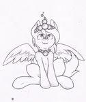  black_and_white bubble bubbles crown derpy_hooves_(mlp) equine female feral friendship_is_magic horse joey-darkmeat mammal monochrome my_little_pony necklace pegasus pony sitting solo wings 