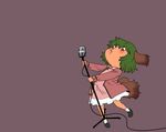  animal_ears blush green_eyes green_hair kasodani_kyouko microphone microphone_stand music onikobe_rin short_hair singing skirt solo tail touhou 
