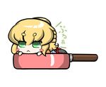  :&lt; blonde_hair blush_stickers chibi edowan frying_pan green_eyes mizuhashi_parsee pointy_ears short_hair solo touhou 