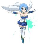  abekawa alternate_breast_size blue_eyes blue_hair breasts cape cleavage detached_sleeves gloves large_breasts magical_girl mahou_shoujo_madoka_magica miki_sayaka simple_background solo thighhighs white_background white_gloves white_legwear 