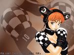  :p blue_eyes blue_submarine_no_6 breasts checkered cleavage gloves headphones headset kino_mayumi murata_renji orange_hair short_hair solo tongue tongue_out wallpaper zoom_layer 