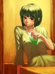  bukimi_isan glass green_hair hairband idolmaster idolmaster_(classic) mole mole_under_mouth otonashi_kotori red_eyes short_hair solo 