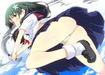  aqua_eyes ass baseball_bat black_hair breasts flower green_eyes hair_flower hair_ornament long_hair looking_back medium_breasts panties pantyshot petenshi_(dr._vermilion) pleated_skirt sakugawa_school_uniform saten_ruiko school_uniform serafuku serious skirt socks solo thighs thong to_aru_kagaku_no_railgun to_aru_majutsu_no_index underwear upskirt white_legwear white_panties 