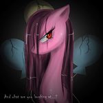  balloons english_text equine female feral friendship_is_magic frown fur hair horse kinglyms long_hair looking_at_viewer mammal my_little_pony pink_fur pink_hair pinkamena_(mlp) pinkie_pie_(mlp) pony portrait red_eyes solo text 