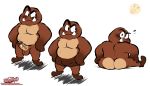  2018 balls butt clothing digital_media_(artwork) fangs footwear goomba humanoid humanoid_penis male mario_bros nintendo not_furry nude penis precum shoes shorts solo torquewintress video_games 