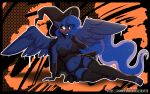 anthro back_wings blush blush_lines cape choker clothed clothing costume equid equine eyebrows eyeliner female fingerless_gloves footwear friendship_is_magic garter_belt_leggings garter_belt_legwear garter_straps gloves hair halloween halloween_costume handwear hasbro hat headgear headwear hi_res highlights_(coloring) holidays hooves horn invalid_color jewelry legwear long_hair magic_user makeup mammal markings mascara mlp_g4 my_little_pony mythological_creature mythological_equine mythology navel navel_outline necklace panties patreon patreon_artist patreon_logo patreon_username princess_luna_(mlp) raised_wings shaded silvetz socks solo spread_wings stockings tail tail_markings text thigh_highs thigh_socks underwear url watermark winged_unicorn wings witch witch_costume witch_hat