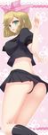  ass blonde_hair bow breasts haruka_(senran_kagura) huge_breasts maron_(1212ama) midriff panties school_uniform senran_kagura senran_kagura_(series) thong underwear upskirt 