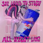  absurd_res anthro anthrofied breasts can energy_drink english_text equine female friendship_is_magic hair hi_res horn horse insane mammal multi-colored_hair my_little_pony pony purple_eyes red_bull solo swissleos text twilight_sparkle_(mlp) unicorn 
