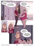 abe_(mikrogoat) anthro argument athletic athletic_anthro basil_(mikrogoat) bodily_fluids comforting comic dialogue domestic_pig duo english_text hi_res lagomorph leporid male male/male mammal mikrogoat rabbit sad speech_bubble suid suina sus_(pig) tears tears_on_cheek text