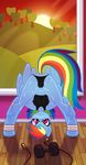  bent_over butt camel_toe clothed clothing equine female friendship_is_magic hair horse inside looking_at_viewer mammal multi-colored_hair my_little_pony pegasus pony purple_eyes rainbow_dash_(mlp) rainbow_hair signature skimpy skipping_rope solo sweat weights wicked-at-heart wings 