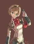  2013 aegis_(persona) android armband blonde_hair blue_eyes breasts dated headphones highres junkpuyo persona persona_3 robot_joints short_hair small_breasts solo 