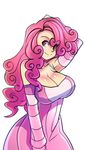  breasts cleavage curly_hair dress highres large_breasts long_hair maniacpaint my_little_pony my_little_pony_friendship_is_magic personification pink_hair pinkie_pie smile 