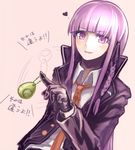  braid danganronpa danganronpa_1 gloves jacket kirigiri_kyouko long_hair necktie purple_eyes purple_hair single_braid solo tmg translation_request 