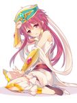  hat long_hair magi_the_labyrinth_of_magic male_focus mayachi_(amuriya) pink_eyes pink_hair ren_kouha sitting smile solo 