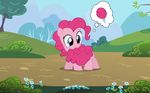  blue_eyes bush cotton_candy cute eating equine female feral flower friendship_is_magic fur hair horse mammal my_little_pony outside pink_fur pink_hair pinkie_pie_(mlp) pony solo standing tree valcron young 