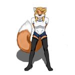  clothing farfy female fox invalid_tag legwear mammal shorts solo standing stockings tongue yellow_eyes zatu_virgil zavir 