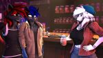 16:9 2024 3d_(artwork) 5_fingers anthro arm_tattoo atoastedorange bar beanie beverage_can black_body black_clothing black_fur black_hair black_highlights black_shirt black_tank_top black_topwear blue_beanie blue_body blue_clothing blue_fur blue_hair blue_hat blue_headwear blue_stripes blush bottomwear breasts brother_(lore) brothers_(lore) brown_clothing brown_jacket brown_topwear burger canid canine chest_tattoo clothing denim denim_bottomwear denim_clothing detailed_background digital_media_(artwork) female fingers flannel_shirt food fox fur grey_body grey_fur group guitar hair hand_on_hip hand_on_own_hip hat headgear headwear hi_res highlights_(coloring) inner_ear_fluff inside jacket jeans male mammal multicolored_body multicolored_fur multicolored_hair musical_instrument open_mouth open_smile pants paradox_valentine plucked_string_instrument purple_eyes red_body red_fur red_hair red_stripes riley_(atoastedorange) shirt sibling_(lore) smile snout source_filmmaker_(artwork) string_instrument striped_body striped_fur stripes tank_top tattoo teal_eyes topwear trio trio_focus tuft two_tone_hair white_body white_fur white_hair widescreen yellow_eyes zero_valentine