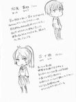  1girl akkun_to_kanojo character_profile greyscale kagari_chiho kakitsubata_waka matsuo_masago monochrome original translated 