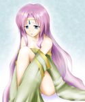  bare_shoulders blue_eyes jewelry liebea_palesch long_hair robe rosenkreuzstilette sitting 