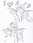  avian bird black_and_white changeling fangs female feral flying friendship_is_magic hair holes horn joey-darkmeat long_hair monochrome my_little_pony nom plain_background queen_chrysalis_(mlp) singing white_background wings 