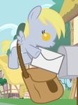  bag beavernator blonde_hair cub derpy_hooves_(mlp) diaper equine female feral friendship_is_magic hair hi_res horse house letter mailbox mammal my_little_pony outside pegasus pony solo wings yellow_eyes young 