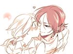  blush christa_renz freckles fui_g kiss licking long_hair monochrome multiple_girls shingeki_no_kyojin short_hair surprised tongue uniform ymir_(shingeki_no_kyojin) yuri 