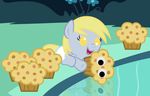  beavernator blonde_hair cub derpy_hooves_(mlp) diaper equine female feral flower food friendship_is_magic googly_eyes hair hi_res horse mammal mirror_pool muffin my_little_pony navel open_mouth pony yellow_eyes young 