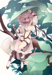  animal_ears breasts large_breasts leaf looking_at_viewer minigirl pixiv_fantasia pixiv_fantasia_new_world simple_background sitting solo tsumi_guilty white_background 
