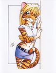  anthro feline female hi_res looking_at_viewer mammal michele_light pinup pose solo tiger traditional_media 