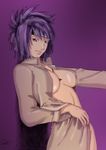  bangs breasts cleavage coat female looking_at_viewer mitarashi_anko naruto purple_eyes purple_hair sideboob solo 