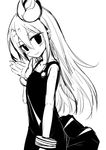  blush flat_chest greyscale ico_(green_bullet) kimidori_(ico) long_hair looking_at_viewer monochrome original simple_background smile solo white_background 