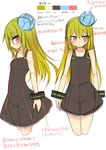  blush ico_(green_bullet) kimidori_(ico) long_hair looking_at_viewer multiple_views original see-through simple_background sketch translation_request turnaround white_background 