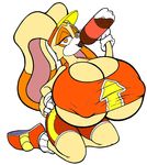  arrow beige_fur big_breasts breasts clothing cream_the_rabbit drink drinking female fluffy footwear gloves grasp hand_on_butt hat headgear holding kneeling lagomorph long_ears looking_at_viewer orange_eyes orange_fur pink_skin plain_background rabbit raised_arm rodent sega shirt shoes shorts socks soda solo sonic_(series) sonic_free_riders sonic_riders unknown_artist white_background 