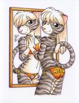  absurd_res anthro bikini clothing feline female hi_res looking_at_viewer mammal michele_light mirror pinup pose solo swimsuit tight_clothing traditional_media 