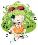  bad_id bad_pixiv_id chibi green_eyes green_hair gumi haru431 headset microphone musical_note one_eye_closed short_hair solo vocaloid 