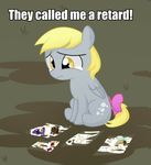  bullying crying cub cutie_mark derpy_hooves_(mlp) english_text equine female feral friendship_is_magic hair horse image_macro lol_comments mammal my_little_pony pegasus pony sad solo text unknown_artist wings yellow_eyes young 
