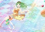  boots chro fang goggles goggles_on_head green_eyes green_hair gumi headset open_mouth orb skirt skirt_set smile solo vocaloid wrist_cuffs 