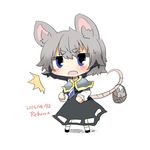  animal_ears artist_name bad_id bad_twitter_id basket blue_eyes blush dated grey_hair jewelry lowres mouse mouse_ears mouse_tail nazrin open_mouth pendant rebecca_(keinelove) short_hair tail touhou 