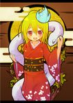  blush ico_(green_bullet) japanese_clothes kimidori_(ico) kimono long_hair looking_at_viewer open_mouth original red_eyes smile snake solo 