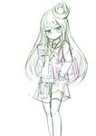  ico_(green_bullet) kimidori_(ico) long_hair looking_at_viewer monochrome original simple_background sketch solo white_background 