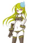  breasts hand_on_hip ico_(green_bullet) kimidori_(ico) long_hair looking_at_viewer medium_breasts original simple_background sketch solo thighhighs white_background 