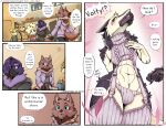 2024 2_horns abby_(canisfidelis) amy_(canisfidelis) anthro antlers avian beak beard big_breasts biped bird black_nose blue_body blue_hair breasts brown_body brown_hair bulge canid canine canis canisfidelis cheek_tuft clara_(canisfidelis) closed_smile clothed clothing comic corvid corvus_(genus) countershade_face countershade_torso countershading crossdressing crow deer dialogue domestic_dog eliza_(canisfidelis) english_text eyebrows eyes_closed eyewear facial_hair facial_tuft female floppy_ears fluffy fluffy_ears fluffy_hair garter_straps glasses grey_body group hair hair_over_eye herding_dog hi_res holding_object hoodie horn humphrey_(canisfidelis) inside legwear looking_at_another male mammal maned_wolf midriff mouth_closed multicolored_body navel neck_tuft new_world_deer oscine passerine pastoral_dog ponytail poodle reindeer round_glasses sergal shirt short_hair smile solo speech_bubble stockings store tail tail_tuft text topwear trio tuft two_tone_body welsh_corgi white_body white_countershading white_hair yellow_body
