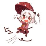  animal_ears blush cat_ears cat_tail chibi muku_(muku-coffee) open_mouth original red_eyes shiro_(muku) short_hair simple_background solo tail tears umbrella white_background white_hair 