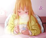  blonde_hair closed_eyes cup k-on! kotobuki_tsumugi long_hair mug steam sweater tateshina 