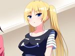 1girl 7cm blonde_hair blue_eyes blush breasts clothes highres large_breasts long_hair looking_at_viewer open_mouth twintails 
