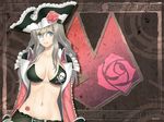  belt bikini blue_eyes breasts flower hat large_breasts long_hair looking_at_viewer navel official_art open_clothes parted_lips pirate rose shining_(series) shining_ark skull_and_crossbones smile strap_gap swimsuit tanaka_takayuki velvet_batrass wallpaper 