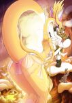 3_toes 4_fingers absurd_res anthro armlet bedroom_eyes big_breasts blonde_hair blush bottomwear bracelet breasts butt canid canine claws cliff clothed clothing countershade_breasts countershade_legs countershade_torso countershading detailed_background dipstick_ears dipstick_tail dragon duo ear_markings ear_piercing ear_ring eyelashes eyes_closed feet female fingers fox full-length_portrait fur furgonomic_bottomwear furgonomics furred_dragon furred_scalie glistening glistening_eyes gloves_(marking) green_body green_ear_tips green_fur green_tail_tip hair hand_on_partner hand_on_partner&#039;s_face hi_res holding_partner hybrid inner_ear_fluff japanese_text jewelry kneeling leaf_skirt leg_markings loincloth looking_at_another looking_at_partner male mammal markings multicolored_ears mythological_creature mythological_scalie mythology narrowed_eyes neck_ring open_mouth open_smile piercing pink_eyes pink_inner_ear plant plant_hair portrait pseudo_hair ring_piercing romantic romantic_couple scalie sculpture seductive sho_shibamoto side_boob skimpy smile smiling_at_another smiling_at_partner snout socks_(marking) soles sparkles standing statue tail tail_markings teeth text three-quarter_view toe_claws toes tongue tongue_out translucent translucent_clothing tuft two_tone_ears water whiskers white_body white_ears white_fur white_inner_ear_fluff white_tail white_tail_tip yellow_body yellow_fur yellow_tail